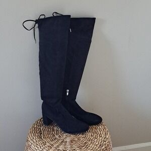 Marc Fisher Womens Malinda Over The Knee Black Suede Boots 3" Heel 20" Shaft 8.5